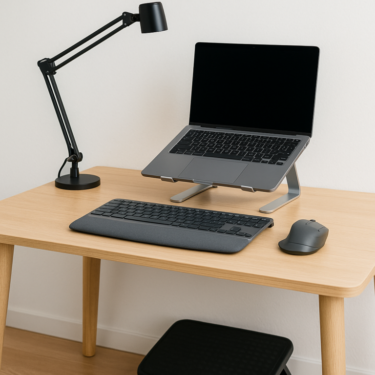 Acessórios ergonômicos essenciais para trabalhar horas em uma mesa pequena