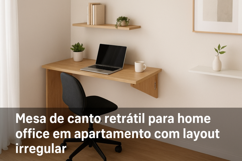 Mesa de canto retrátil para home office em apartamento com layout irregular