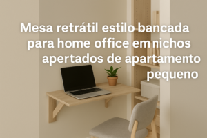 Mesa retrátil estilo bancada para home office em nichos apertados de apartamento pequeno